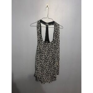 Women's Bisou Bisou Flowy Black + White Ditzy Butterfly Sleeveless Top SZ XL NWT